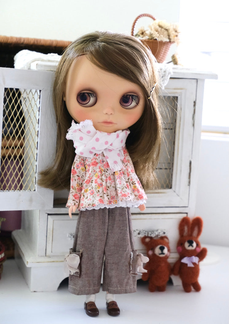 Pin-tucked jacket set _ Coral floral