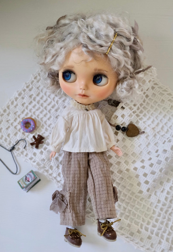 Cotton gathered blouse and pants