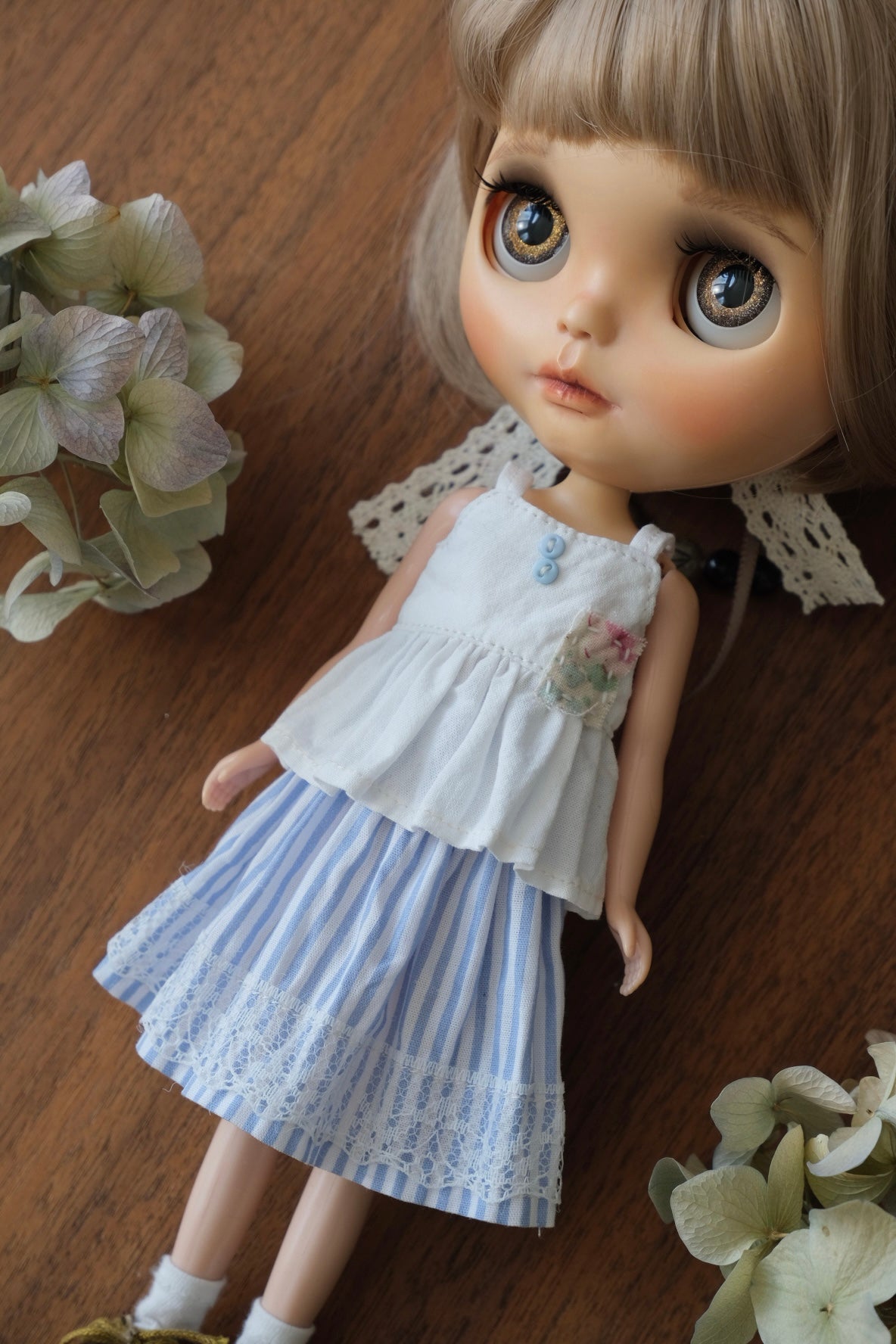 Cami Top and Skirt _ Blue Stripes