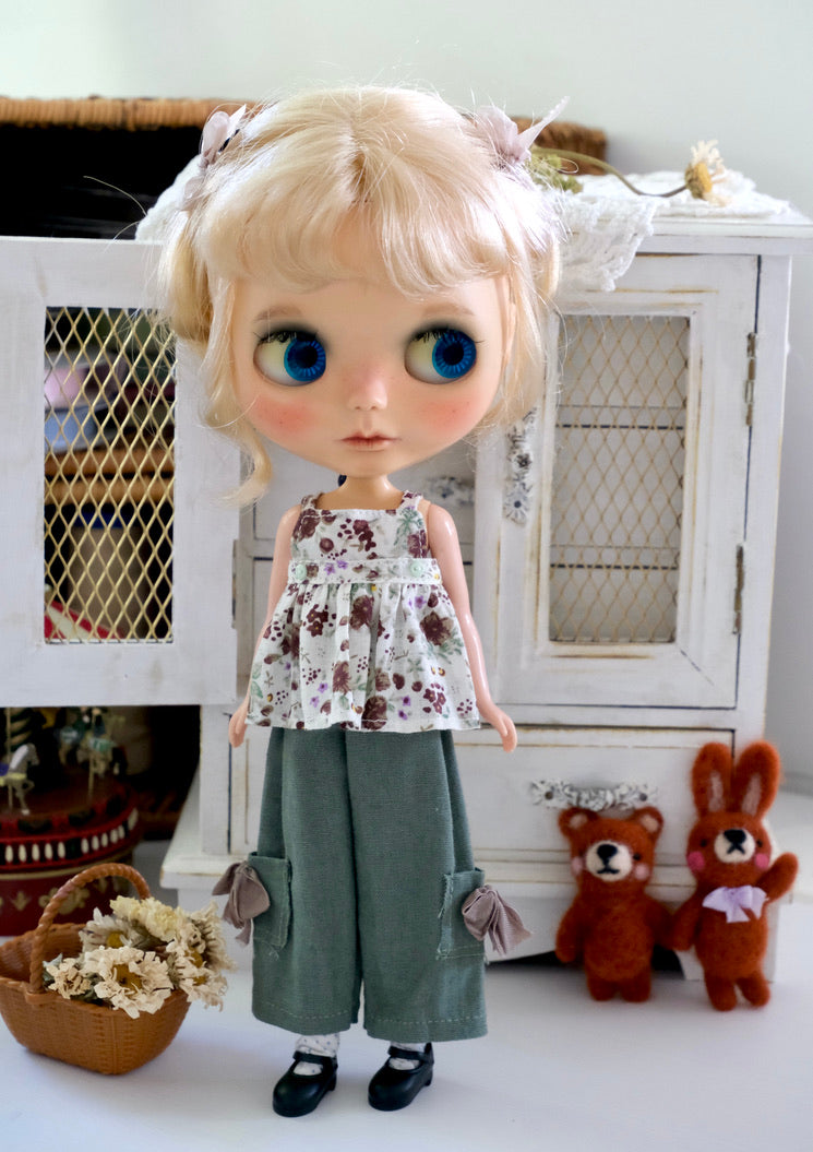 Cami top and Wide pants _ Floral / Green