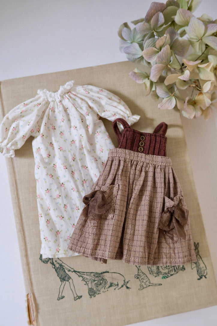 Floral dress and pinafore apron