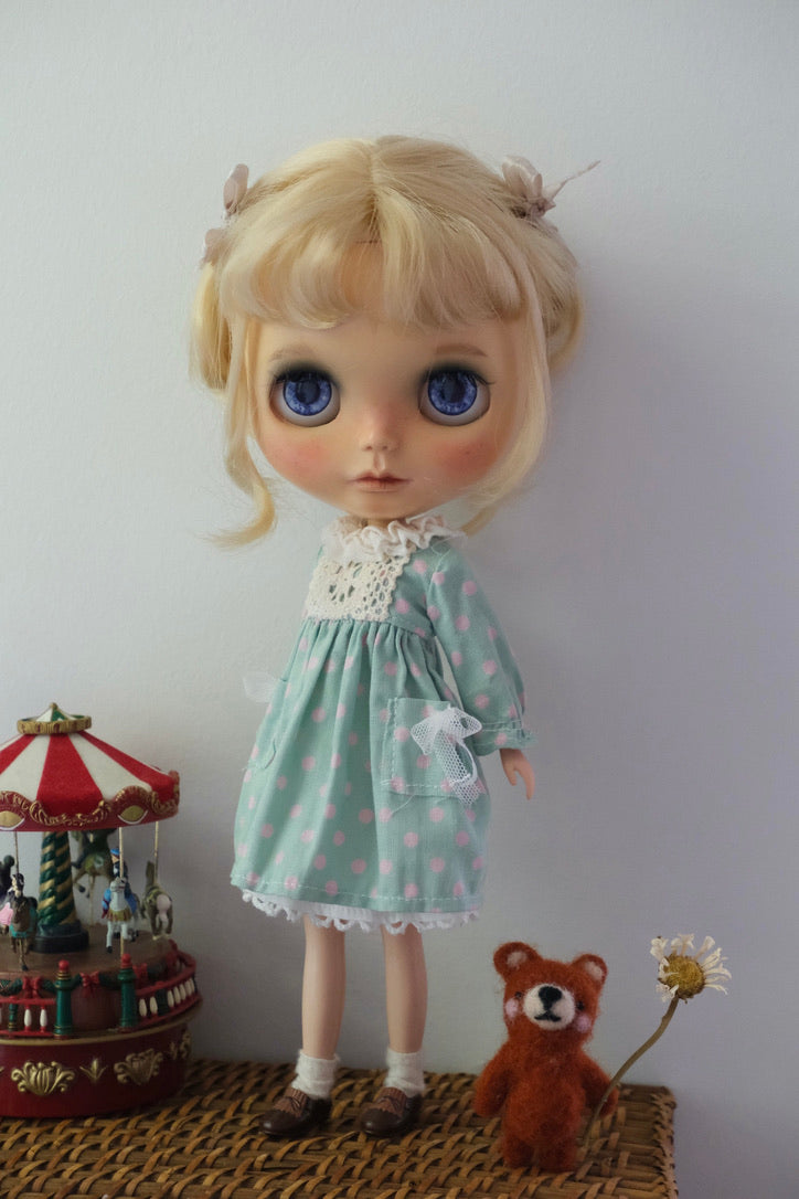 Dress and Underskirt set _Mint polka dot