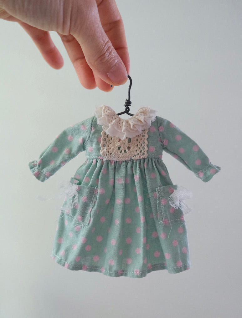 Dress and Underskirt set _Mint polka dot