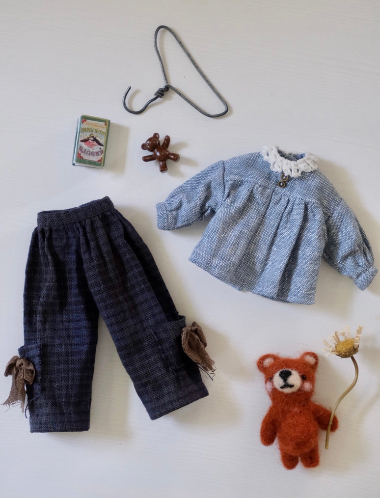 Linen gathered blouse and pants