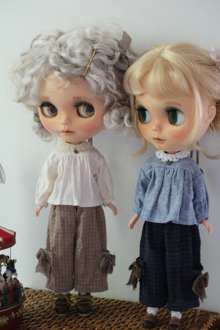 Cotton gathered blouse and pants