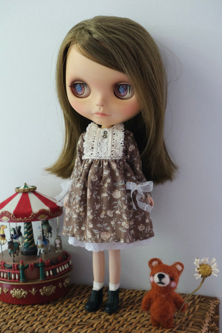 Dress and Underskirt set _Brown floral