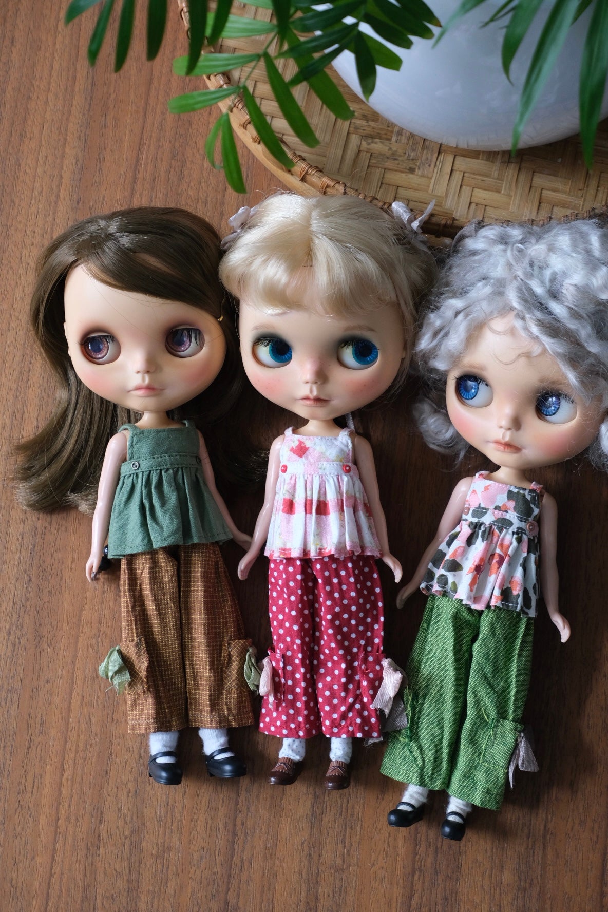 Cami top and Wide pants _ Floral checker / Red polka dots