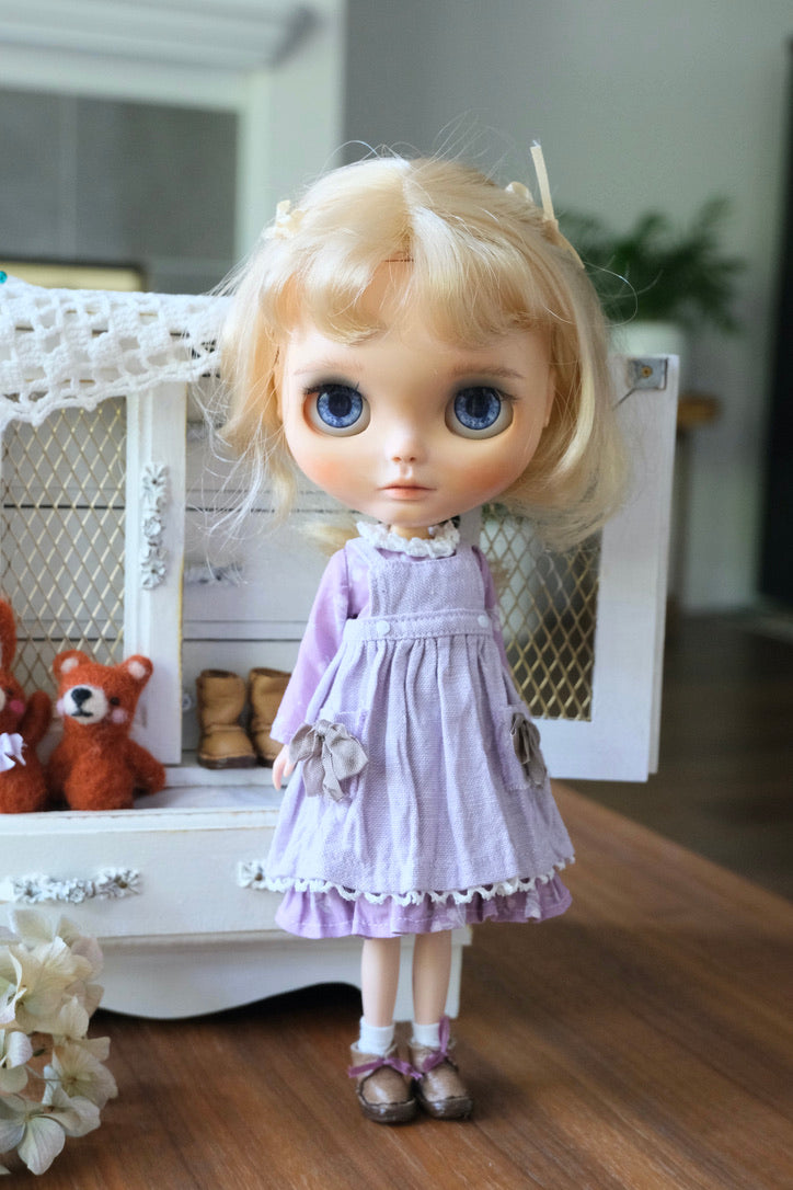 Floral Dress and Apron - Purple