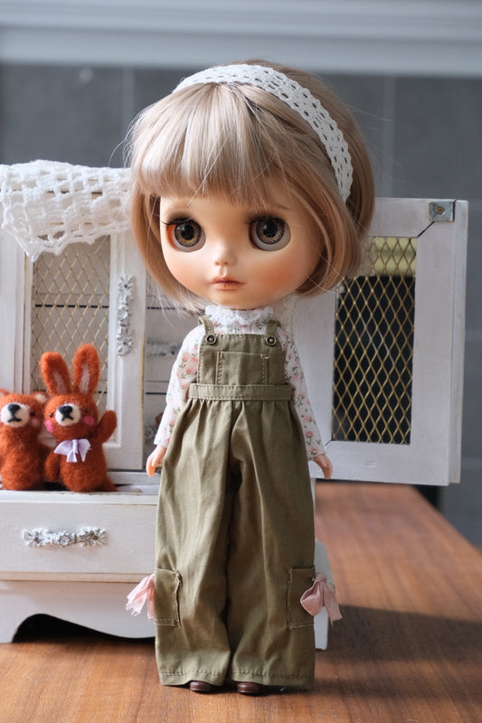 Floral shirt and Overalls - Green