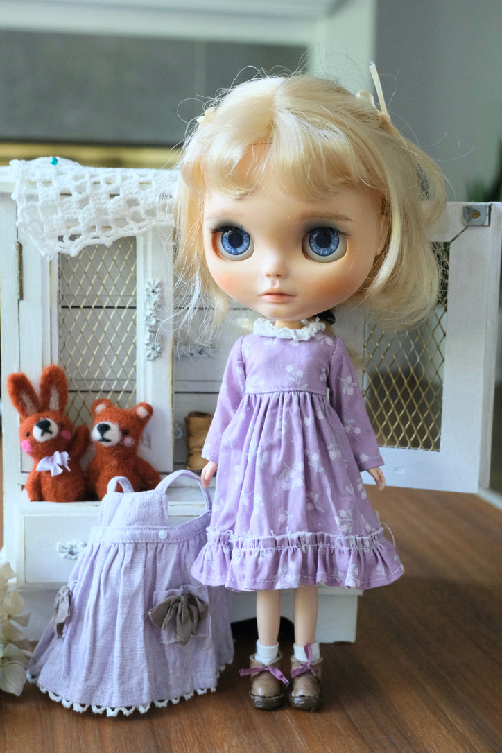 Floral Dress and Apron - Purple