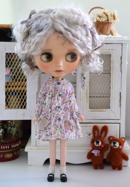 Babydoll coat _ Purple floral