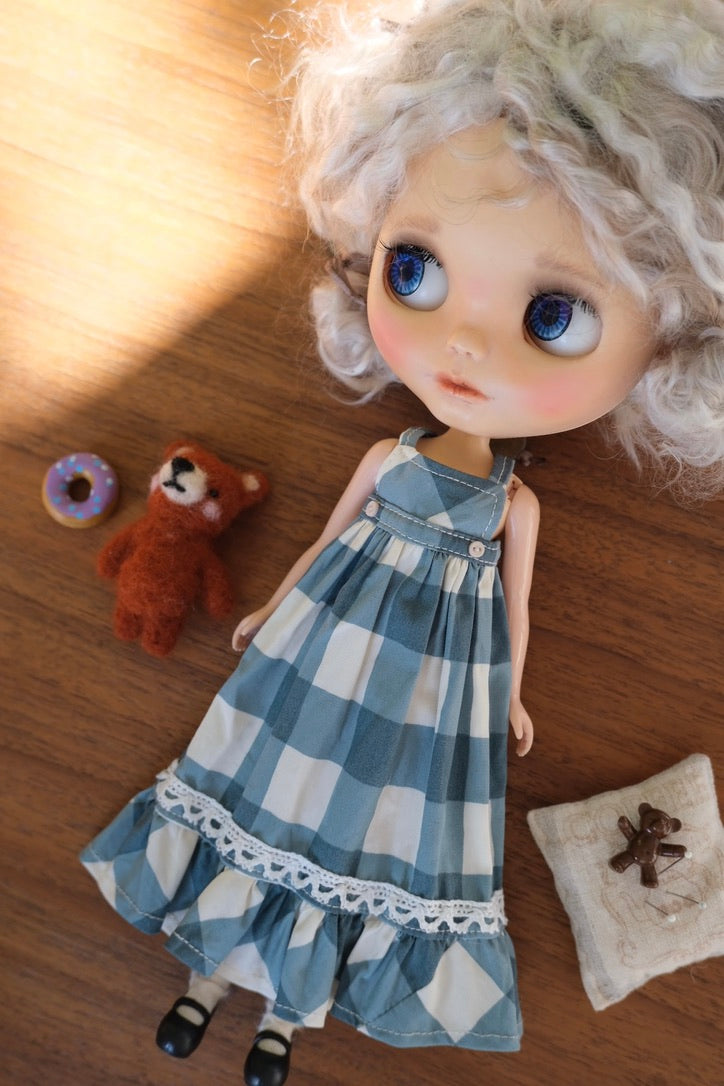 Flounce maxi dress _ Checker