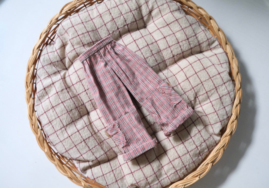 Cuffed Wide Pants_Pink Check