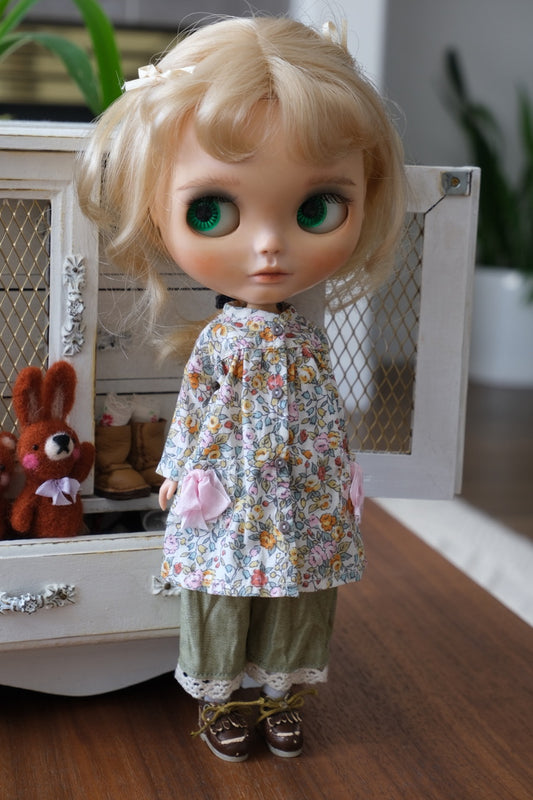 Babydoll Coat and Pants _ Green Floral