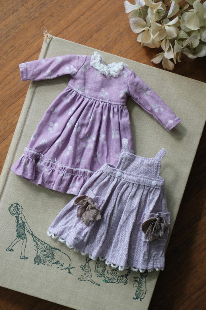 Floral Dress and Apron - Purple