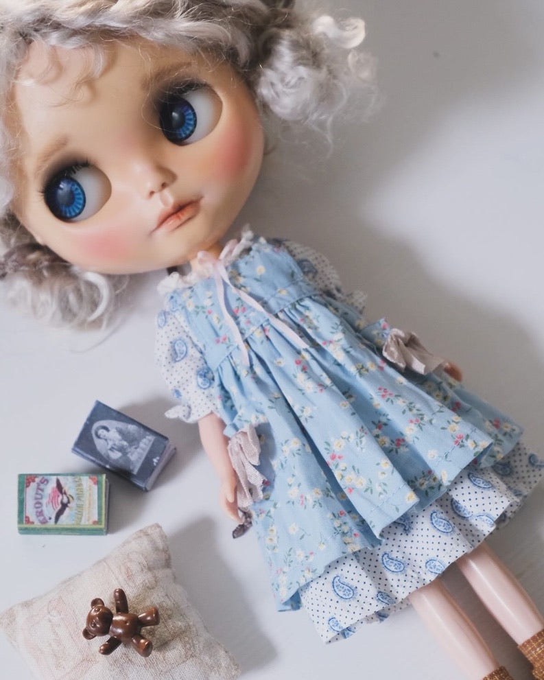 Dress and pinafore apron _ Blue