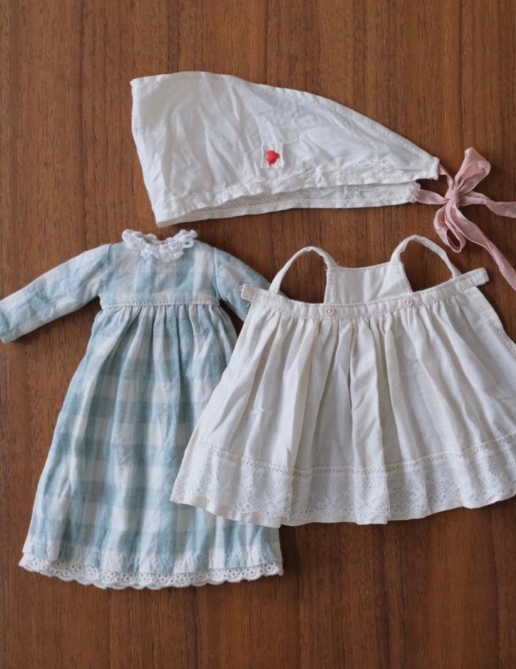 Little bonnet girl set _ Blue gingham