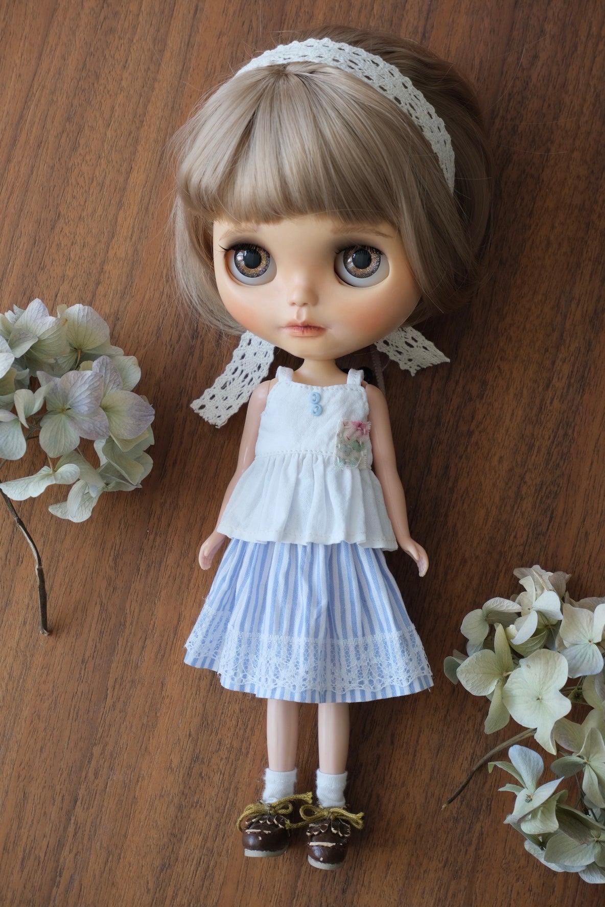 Cami Top and Skirt _ Blue Stripes