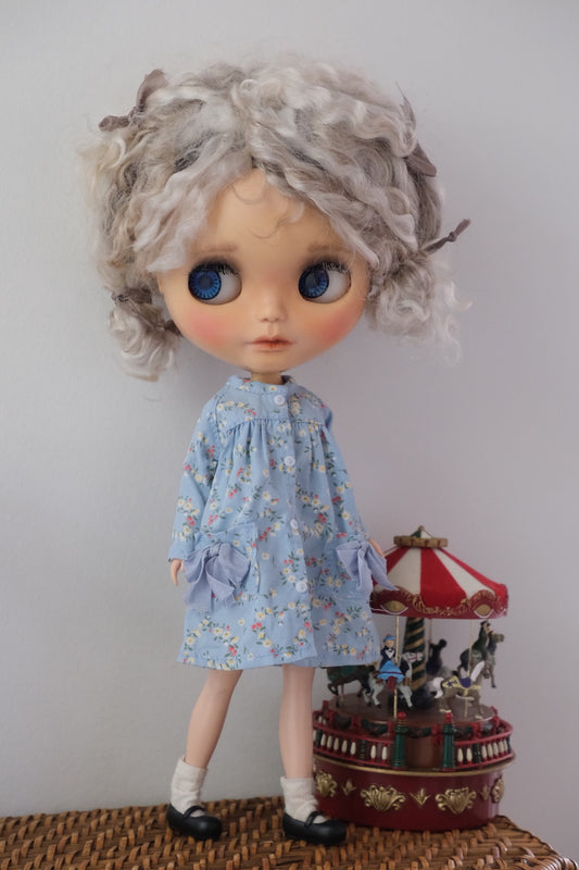 Babydoll coat - Blue floral
