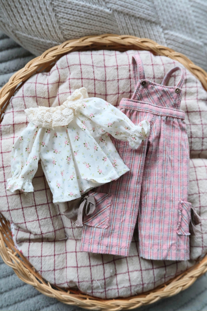 Floral blouse and Overalls