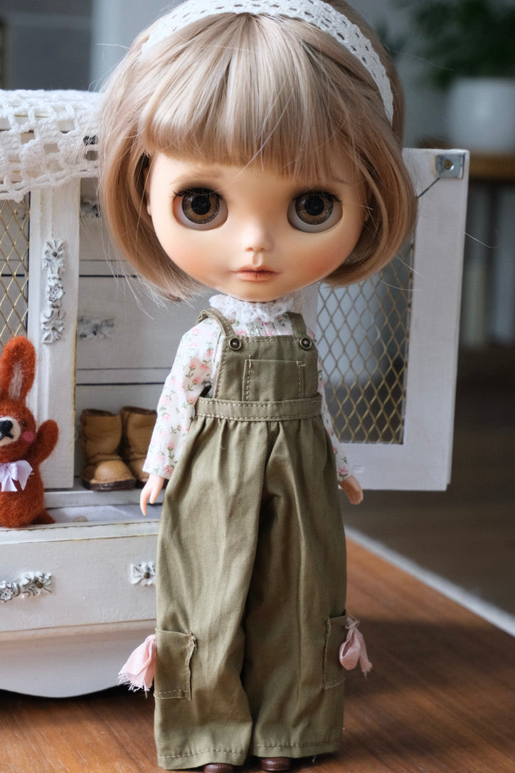 Floral shirt and Overalls - Green