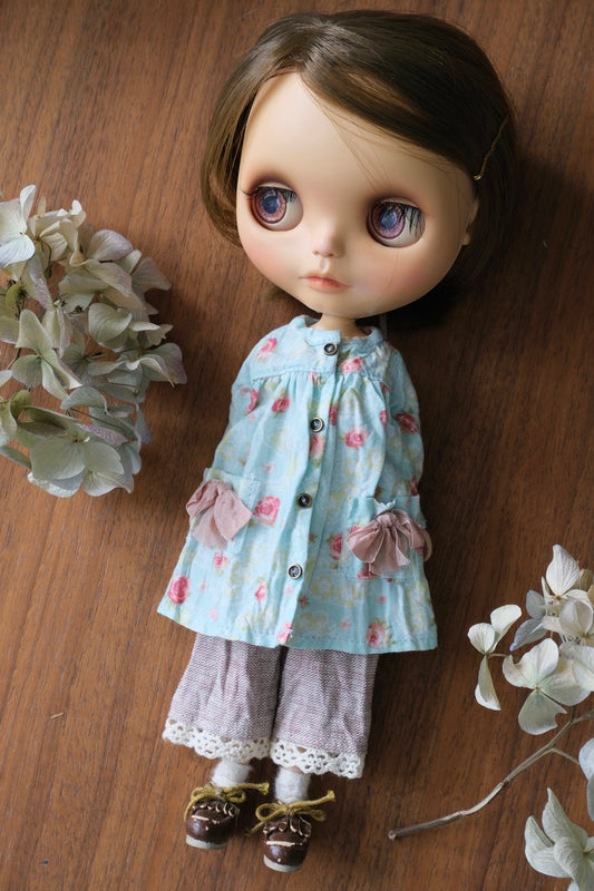 Babydoll Coat and Pants _ Blue Floral