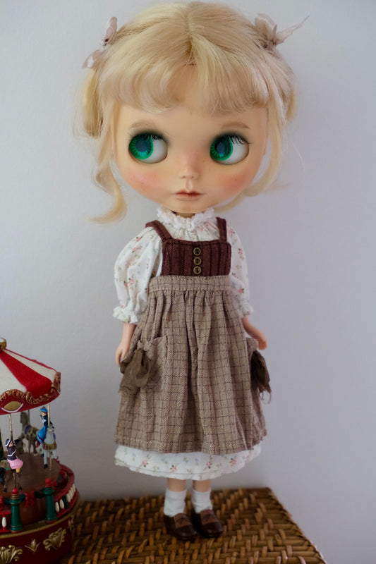 Floral dress and pinafore apron