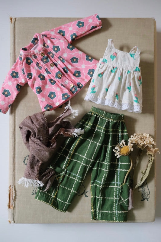 Pin-tucked jacket set _ Pink/Green