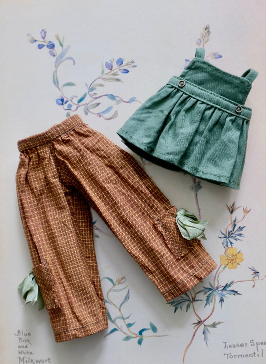 Cami top and Wide pants _ Green / Brown