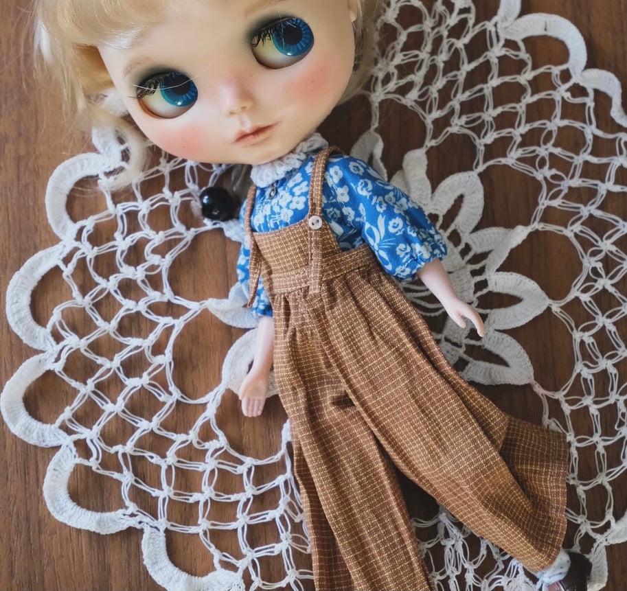 Blouse and wide leg jumpsuit _ Brown