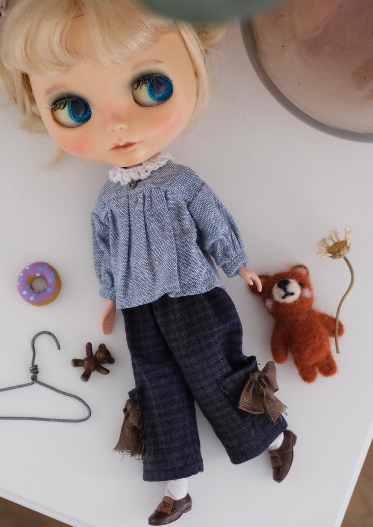 Linen gathered blouse and pants
