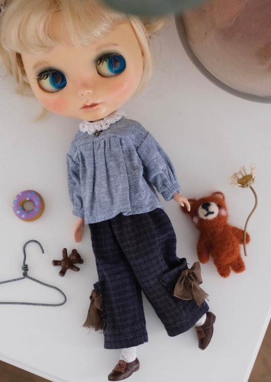 Linen gathered blouse and pants