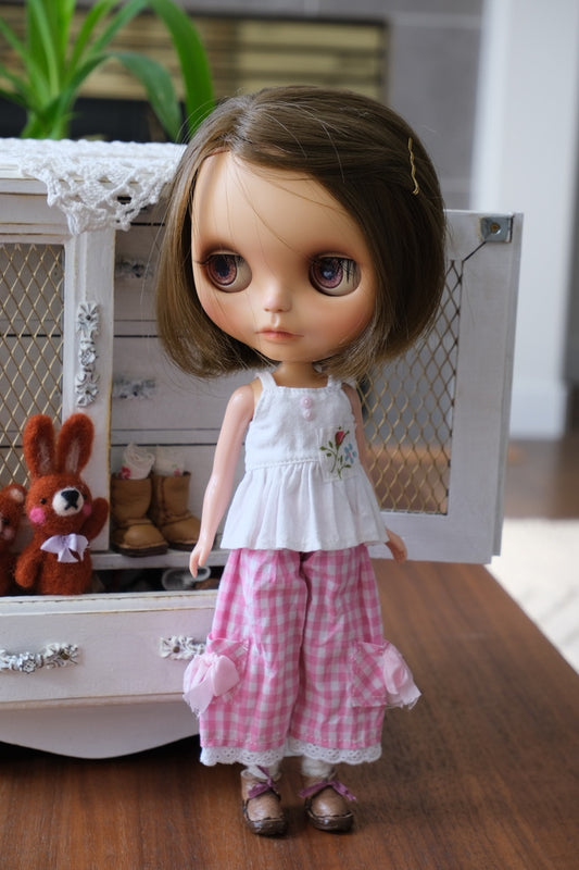 Cami Top and Pants _ Pink Gingham