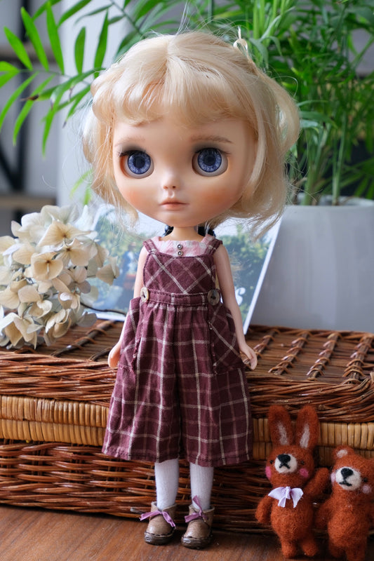 Midi Overalls set - Burgundy Checker